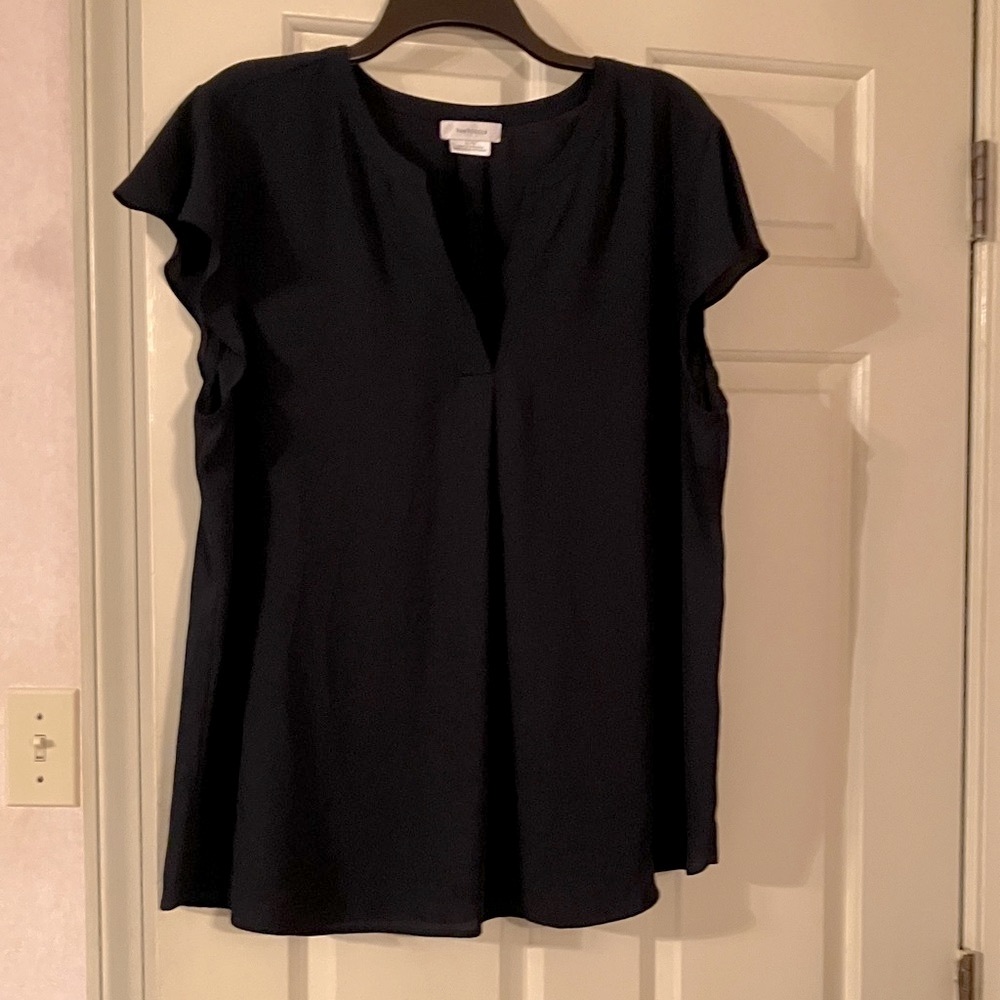 Van Heusen Dark Navy Blue Cap Sleeve Blouse - Picture 2 of 10
